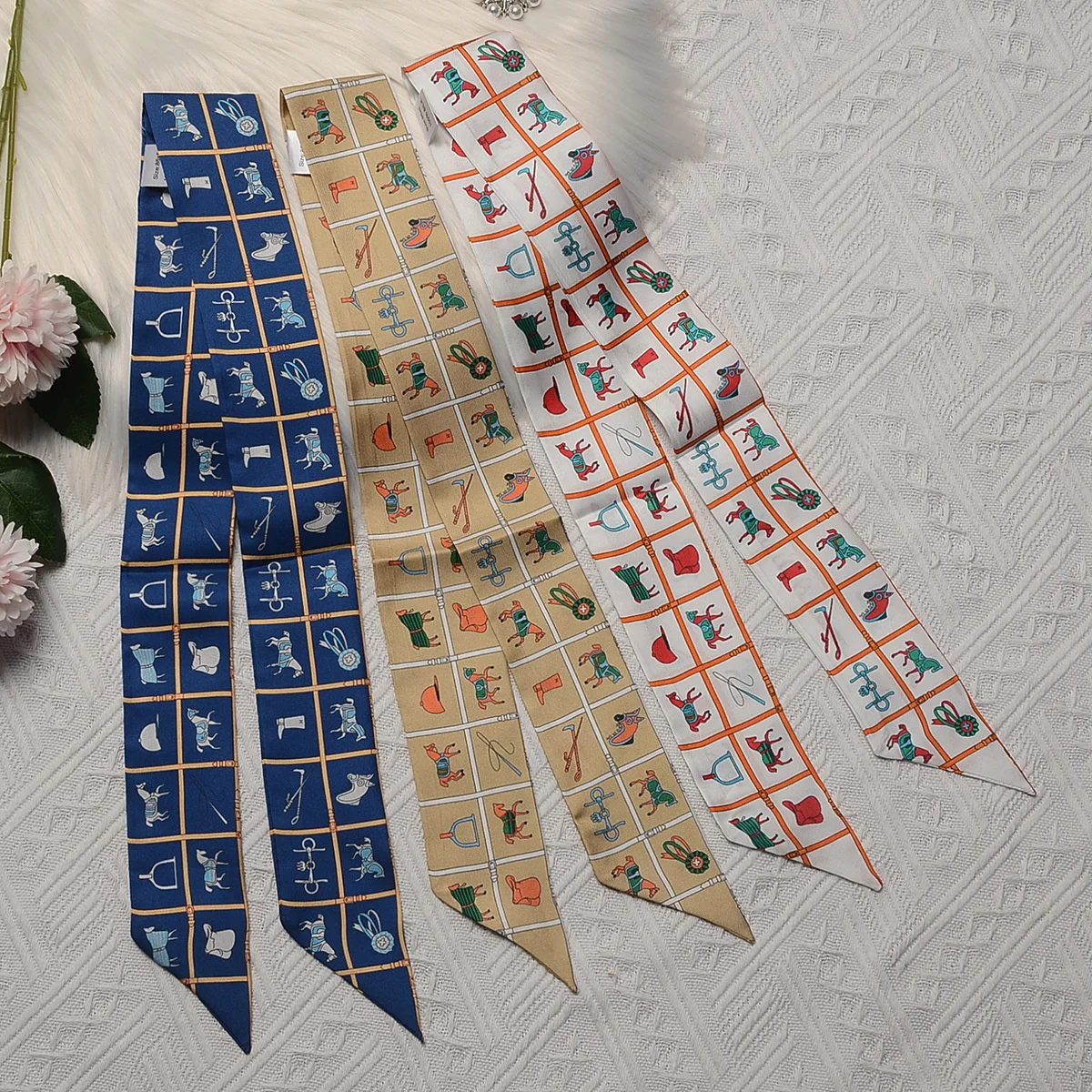 

Женский шарф-лента из 100% шелка тутового шелкопряда, с завязками