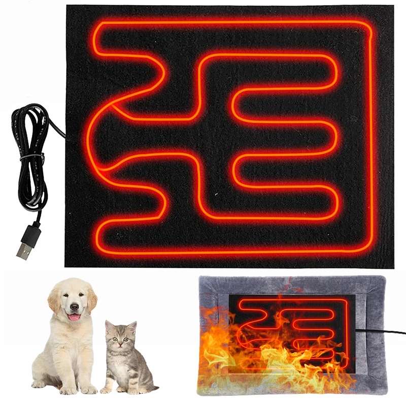 

USB Heating Film Warm Folding Heated Sheet Waterproof Car Seat Mat Cushion Pet Reptile Winter Warm Climbing Outdoor Heating Pads