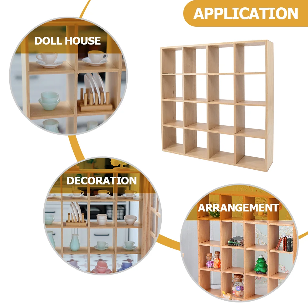 

Gabbys Dollhouse 16 Grid Storage Rack Mini Furniture Miniature Wooden Decor Child