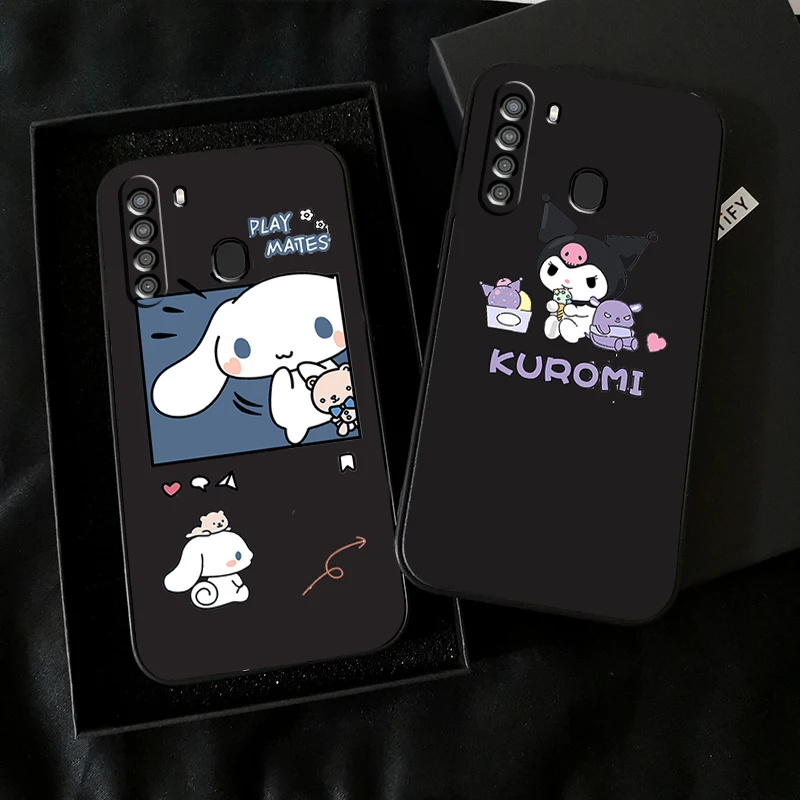 

Hello Kitty Kuromi TAKARA TOMY Phone Case For Samsung Galaxy A01 A02 A10 A10S A20 A22 A31 4G 5G Back Liquid Silicon Soft Coque