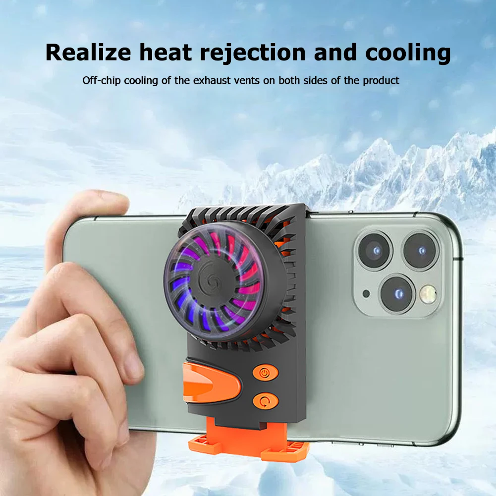 

Portable Mobile Phone Cooler Radiator Cellphone Outdoor Mobile Phone Fan Heat Sink Decoration for 4-6.5 inch Phone