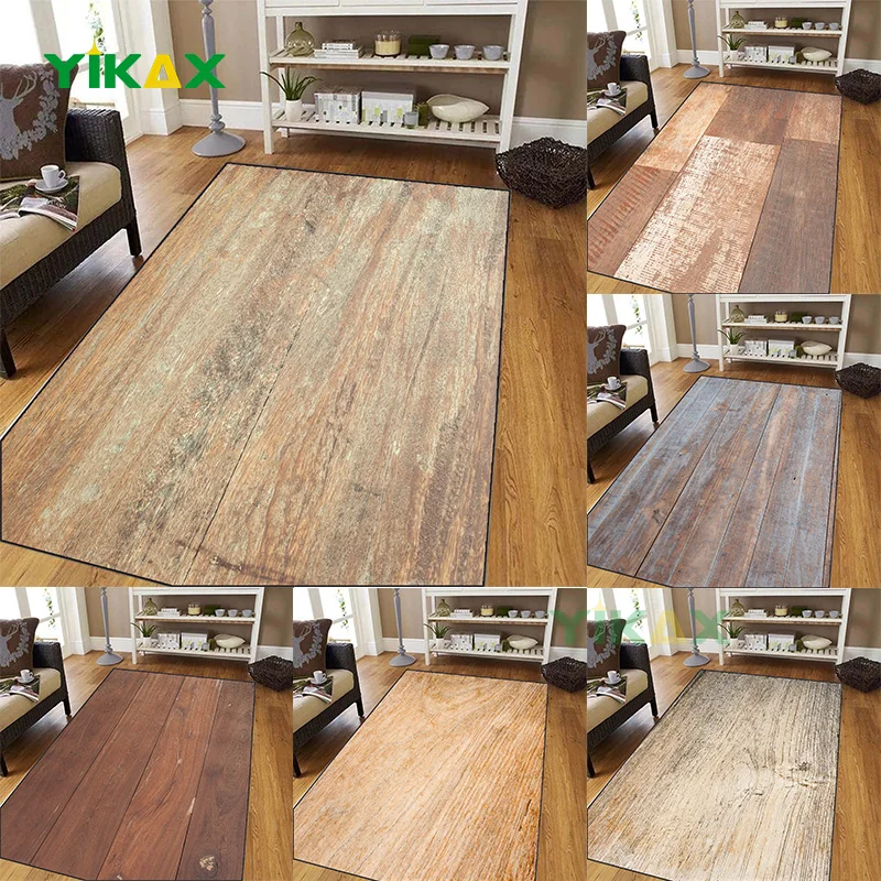 

Wood Texture Printing Carpet Soft Non Slip Indoor Carpet Small and Medium Size Bedroom Living Room Doormat Rug Bedroom Floor Rug