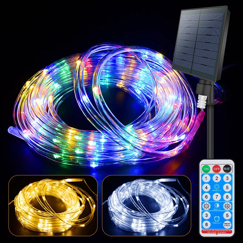 

Led Solar Tube Rope Light Outdoor Garden Christmas Decoration IP65 Garland Xmas Solar Rope String Light Fairy Strip 22m/12m/7m