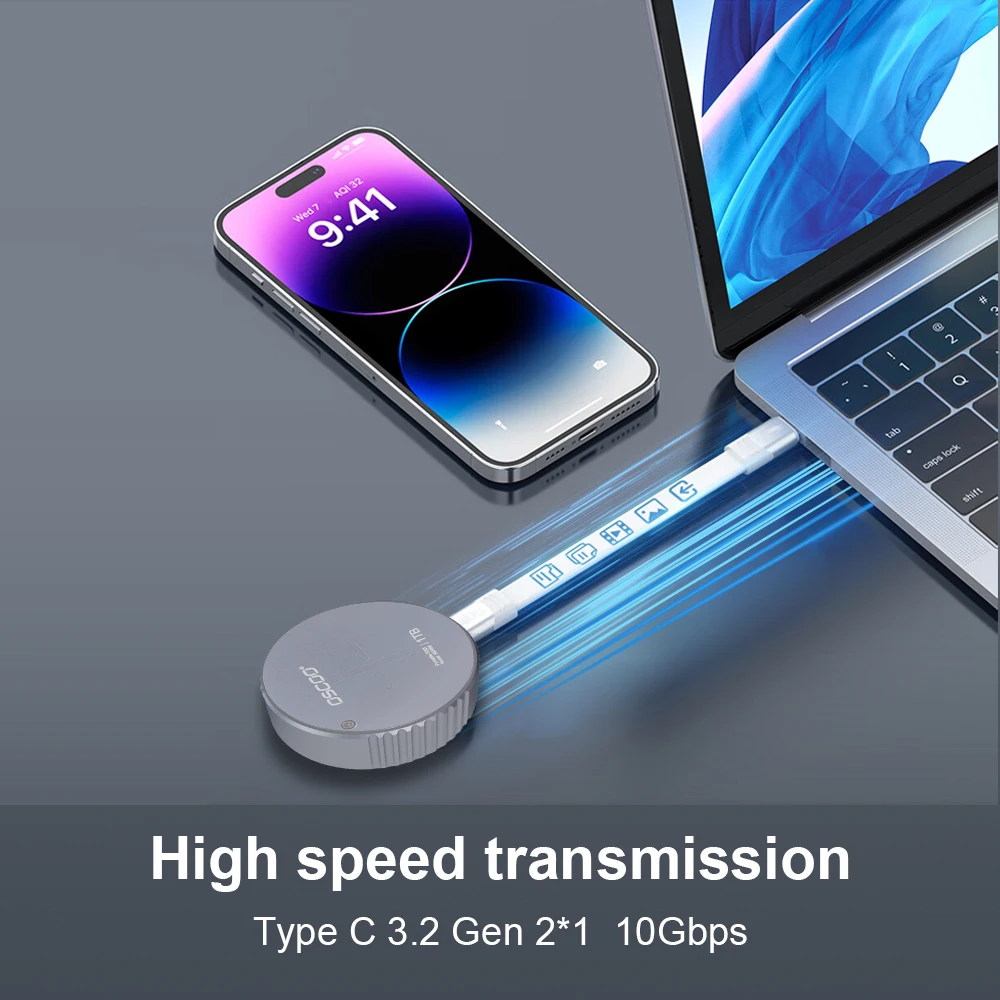 Магнитный твердотельный накопитель OSCOO портативный SSD для iPhone iPad MacBook Windows