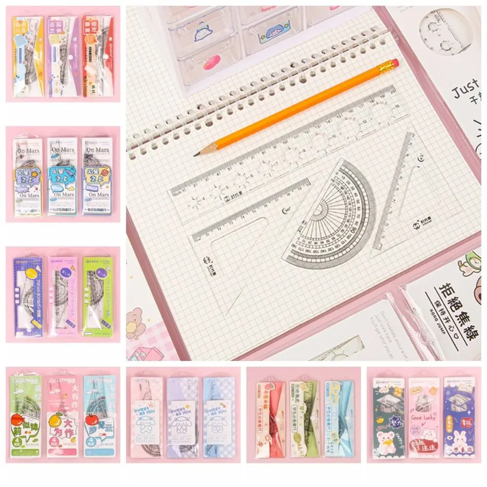 

Drafting Ruler Straight Triangle Ruler Protractor Set Multifunctional Dividing Ruler 4 in 1 Drawing Ruler Stationery