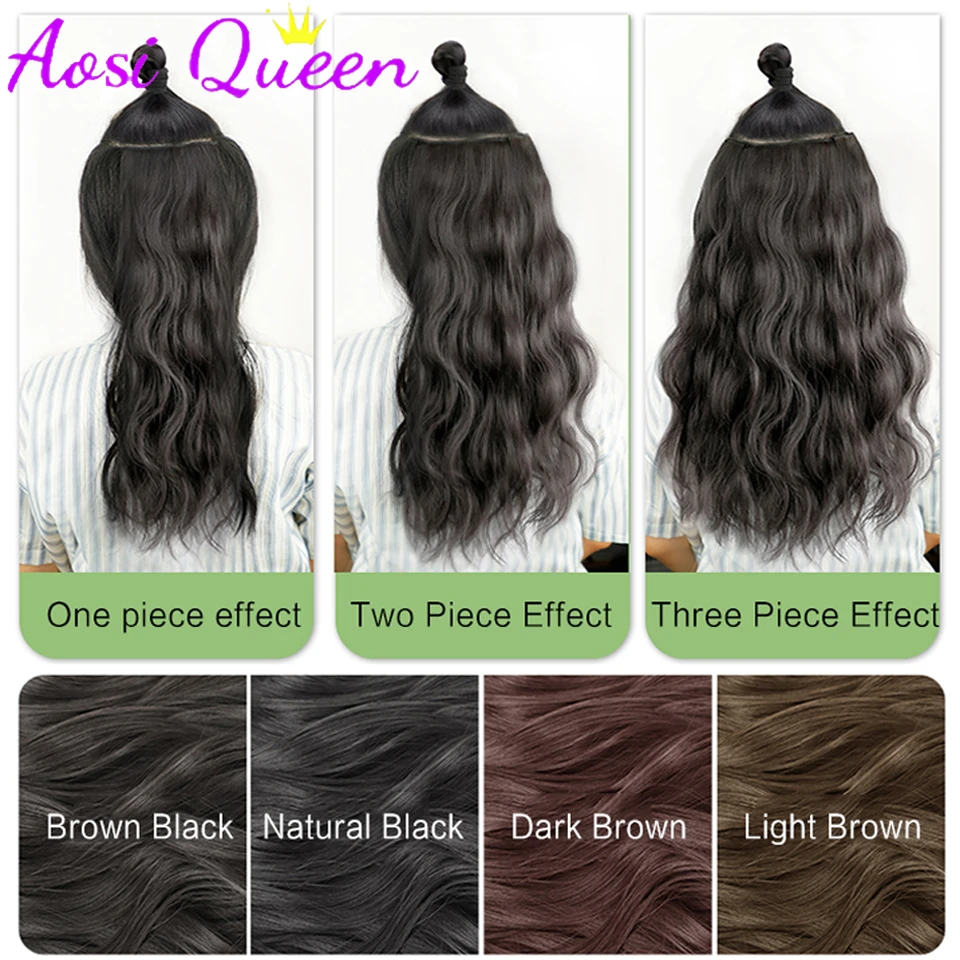 AOSI синтетический женский парик из трех частей пушистые накладные волосы для