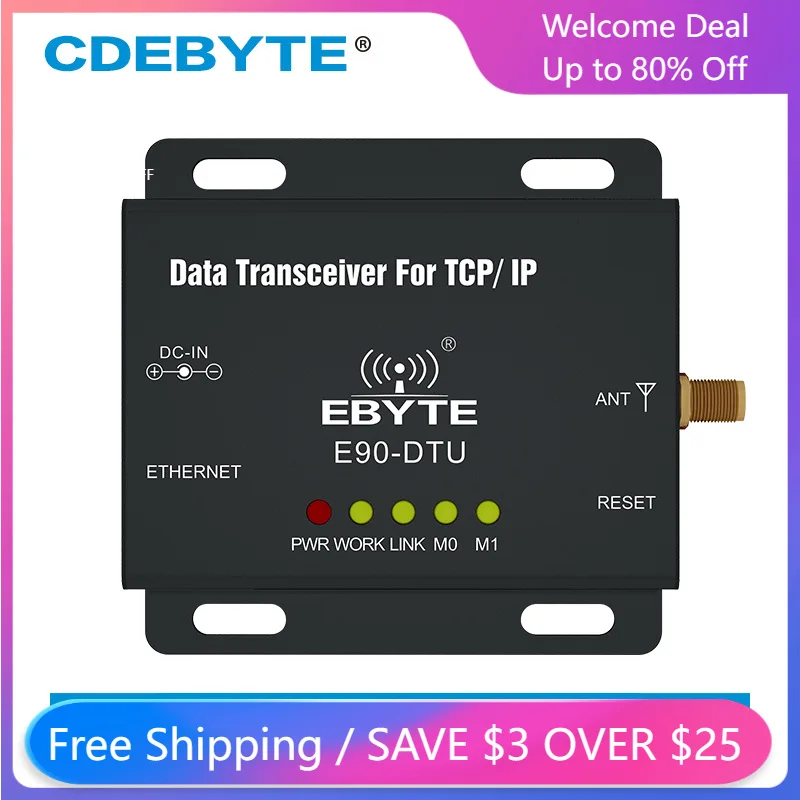 

Ethernet Modbus 433MHz 1W IoT uhf Long Range 3km Wireless Transceiver RF Module 433MHz Transmitter Receiver E90-DTU(433C30E)