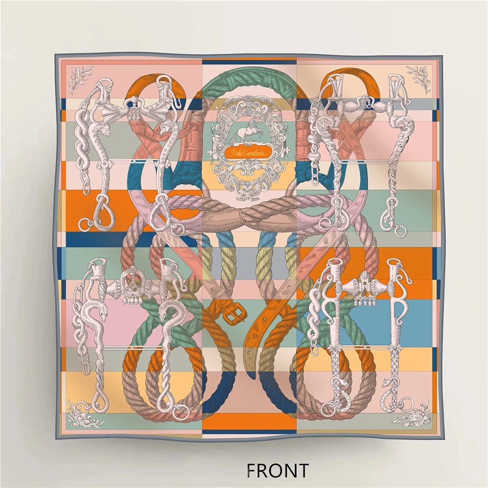 Роскошный саржевый шелковый шарф с двойным принтом 90 см квадратные банданы