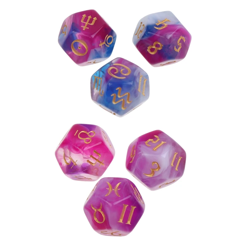 

3 Pcs 12-Sided Rune Dice Polyhedral Dice Acrylic Astrological Dice Love Destiny Dice Constellation Divination Accessory NEW