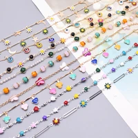 metal copper link length 1 meter daisy heart evil eye clip beads link chain for jewelry making diy anklet necklaces bracelet