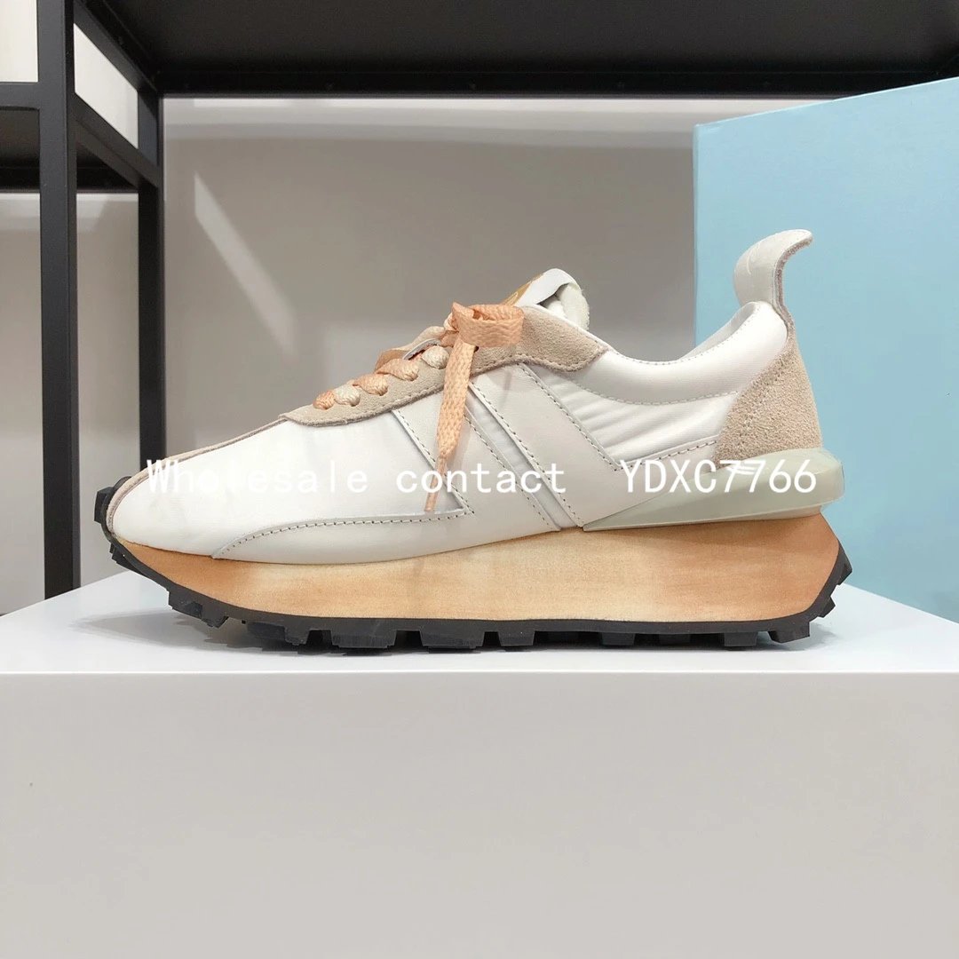 New couple leisure sports shoes women's 2022 spring and summer thick bottom increased Korean lace up gym running shoes platform