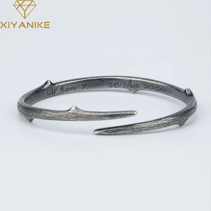 

XIYANIKE New Fashion Thorn Design Open Cuff Bangle Bracelet For Men Women Girls Trendy Jewelry Party Couples Gift pulseras mujer