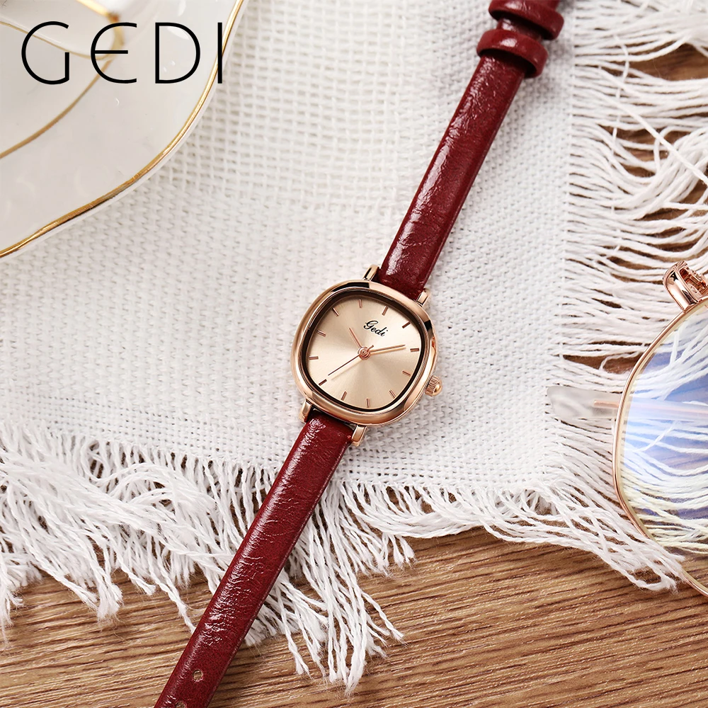 GEDI Waterproof 24mm Small Women Watches Top Brand Luxury Retro Ladies Quartz Wrist Watch Casual Dress Female Watch Clock 21023