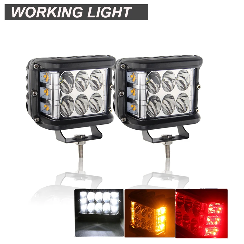 

4" LED Work Light Bar Cube Side Shooter Pod White & Amber Strobe Lamp SUV Truck LED Light Aluminum Alloy Car Work Light Auto