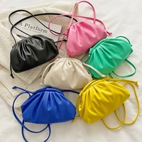 candy color cloud crossbody bags for women 2022 casual pleated womens shoulder bag simple solid color summer messenger clutch