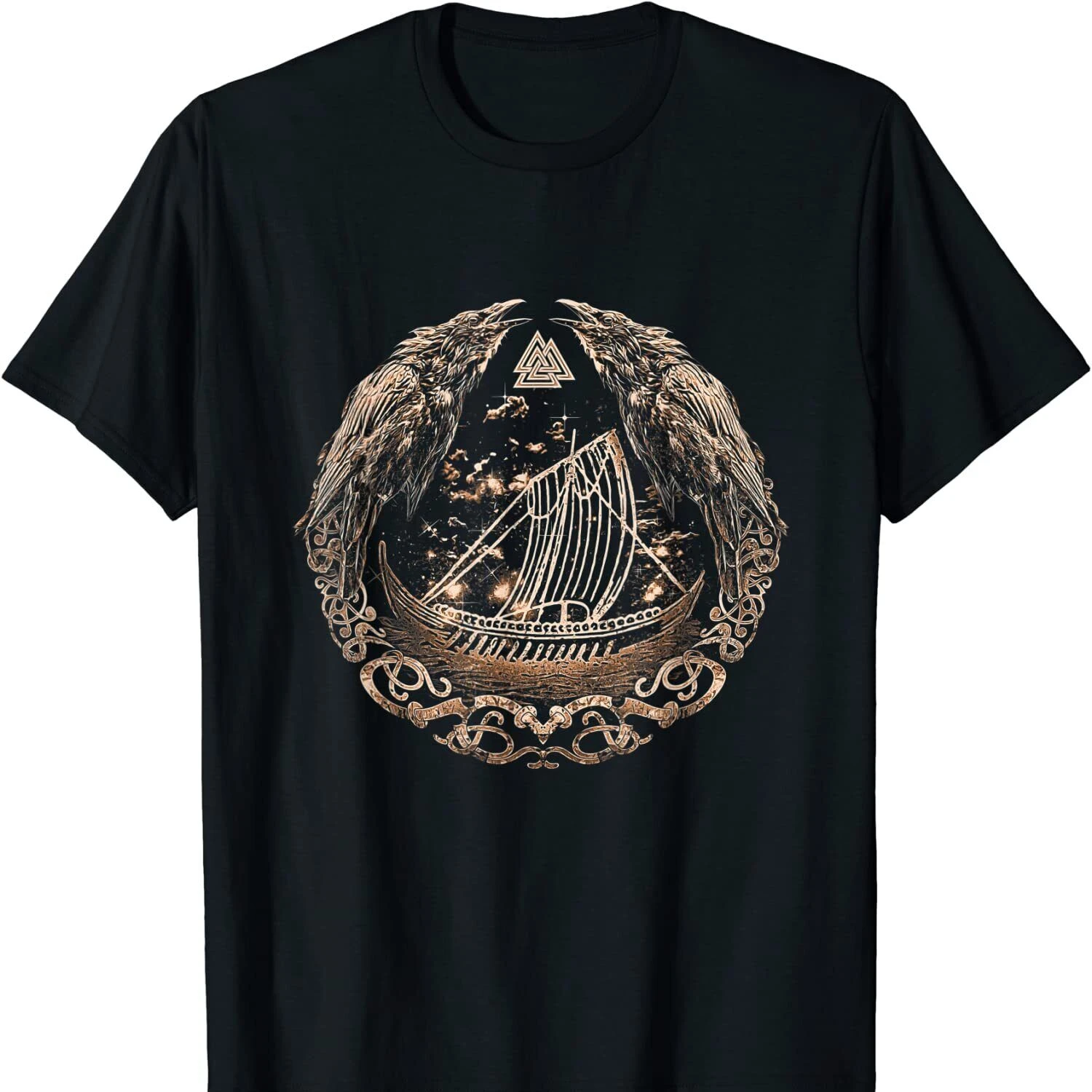 

Huginn and Muninn Odin Raven Valknut Rune Viking Dragon Ship T Shirt New 100% Cotton Short Sleeve O-Neck T-shirt Casual Mens Top