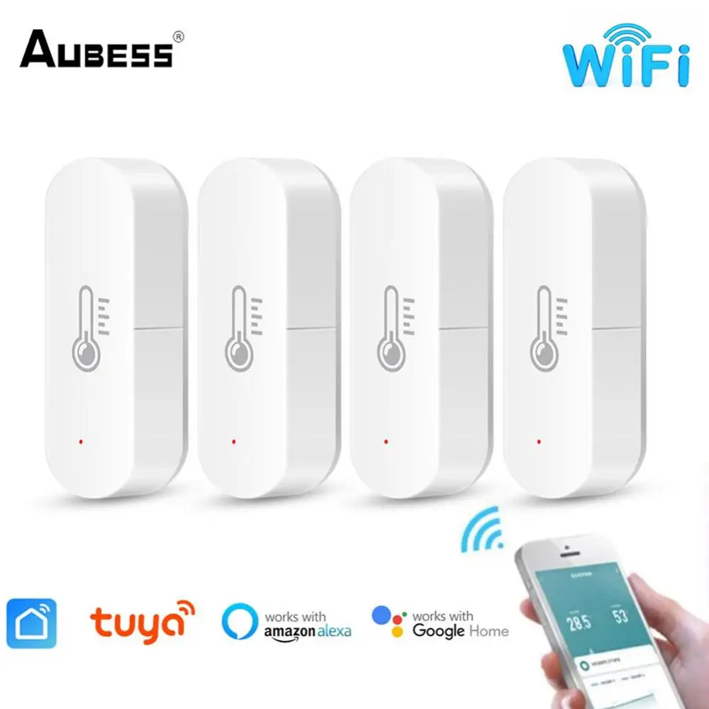 

Tuya Wifi Smart Temperature And Humidity Sensor Wall Mounted Instruments Remote Control Works With Amazon Alexa Google Assistant