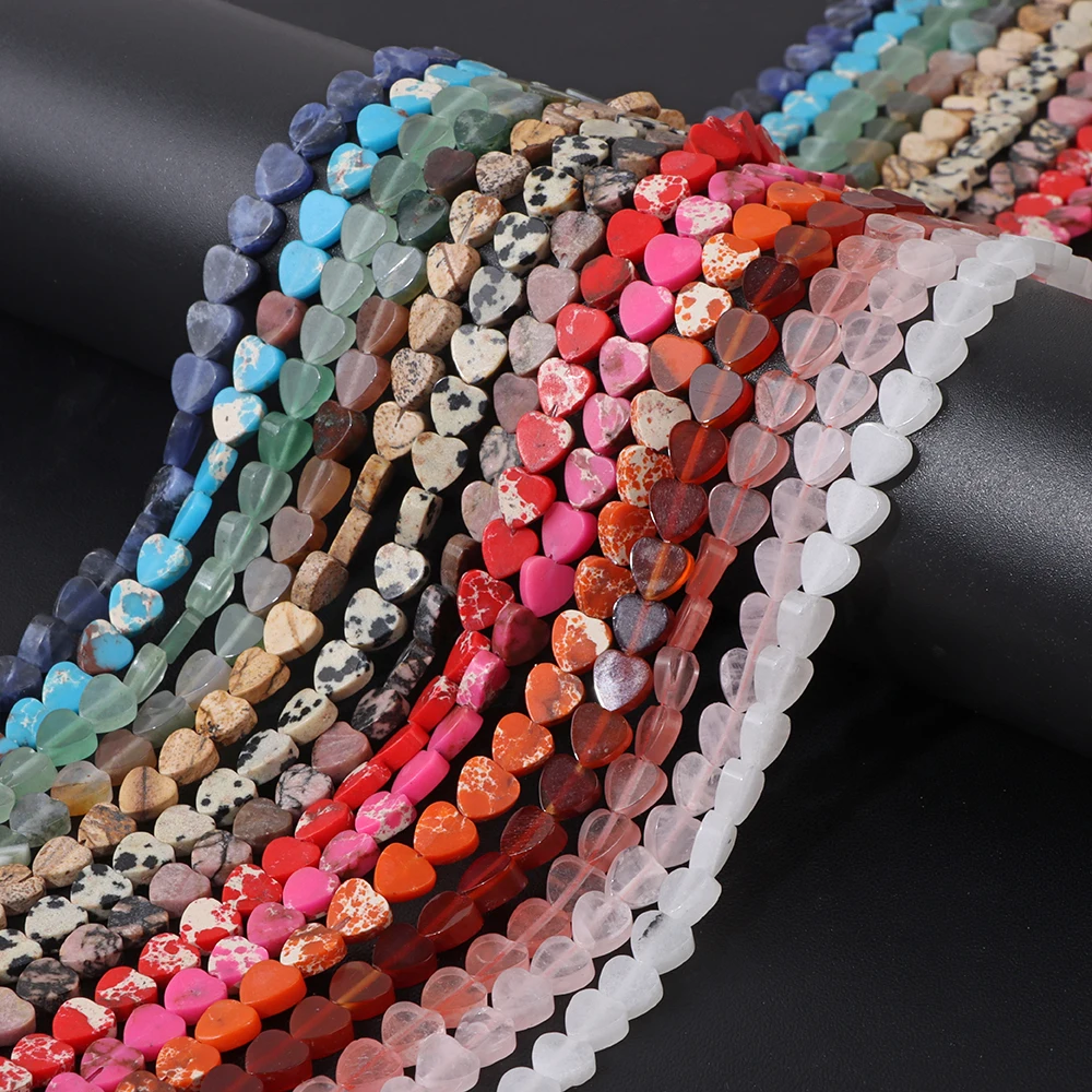 

Плоские бусины-разделители из натурального камня в форме сердца, 6 мм
