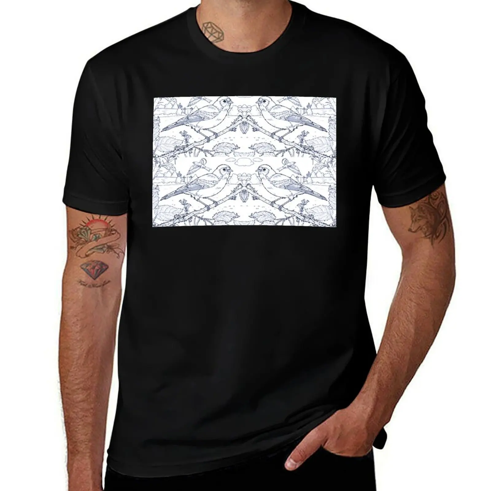 Фото Синяя футболка в стиле Chaffinch Toile de Jouy, футболка для строительных работ №1