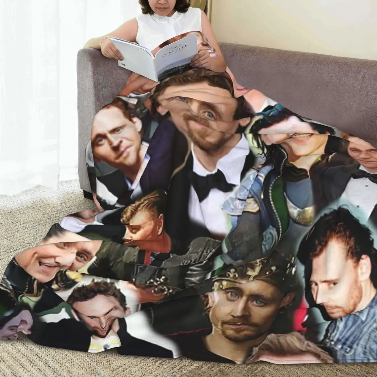 Флисовое одеяло с коллажем для фотографий Tom Hiddleston легкие диванные одеяла