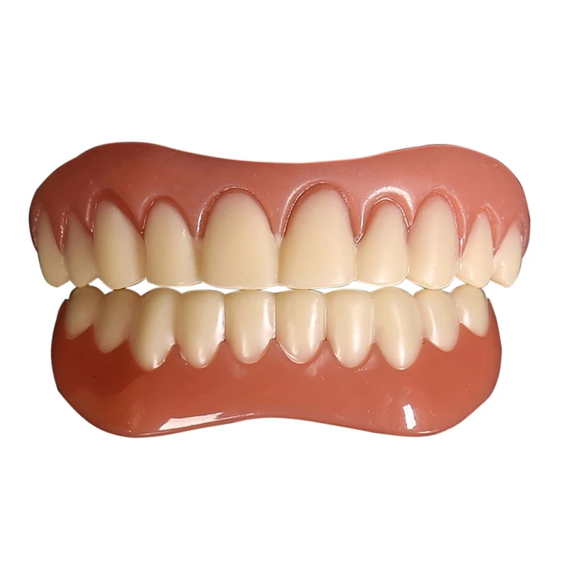 RXJC False Teeth Silicone Upper Lower Veneers Perfect Laugh Veneers Dentures Paste Fake Teeth Braces