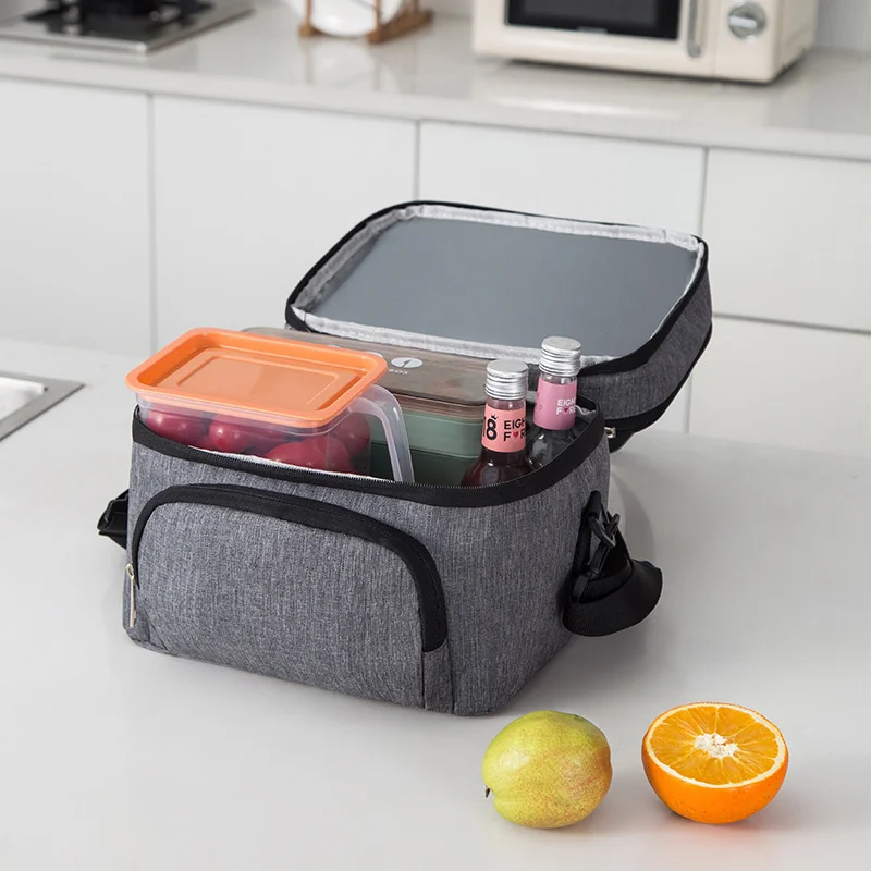 

Двухслойная изоляционная сумка для ланча через плечо для женщин и детей, вместительный термоконтейнер для хранения пищи, сумка для пикника