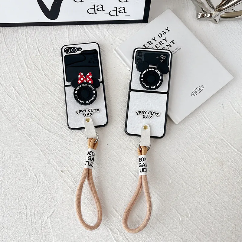 Модный мультяшный чехол-подставка с ремешком на руку белый кожаный чехол для Samsung