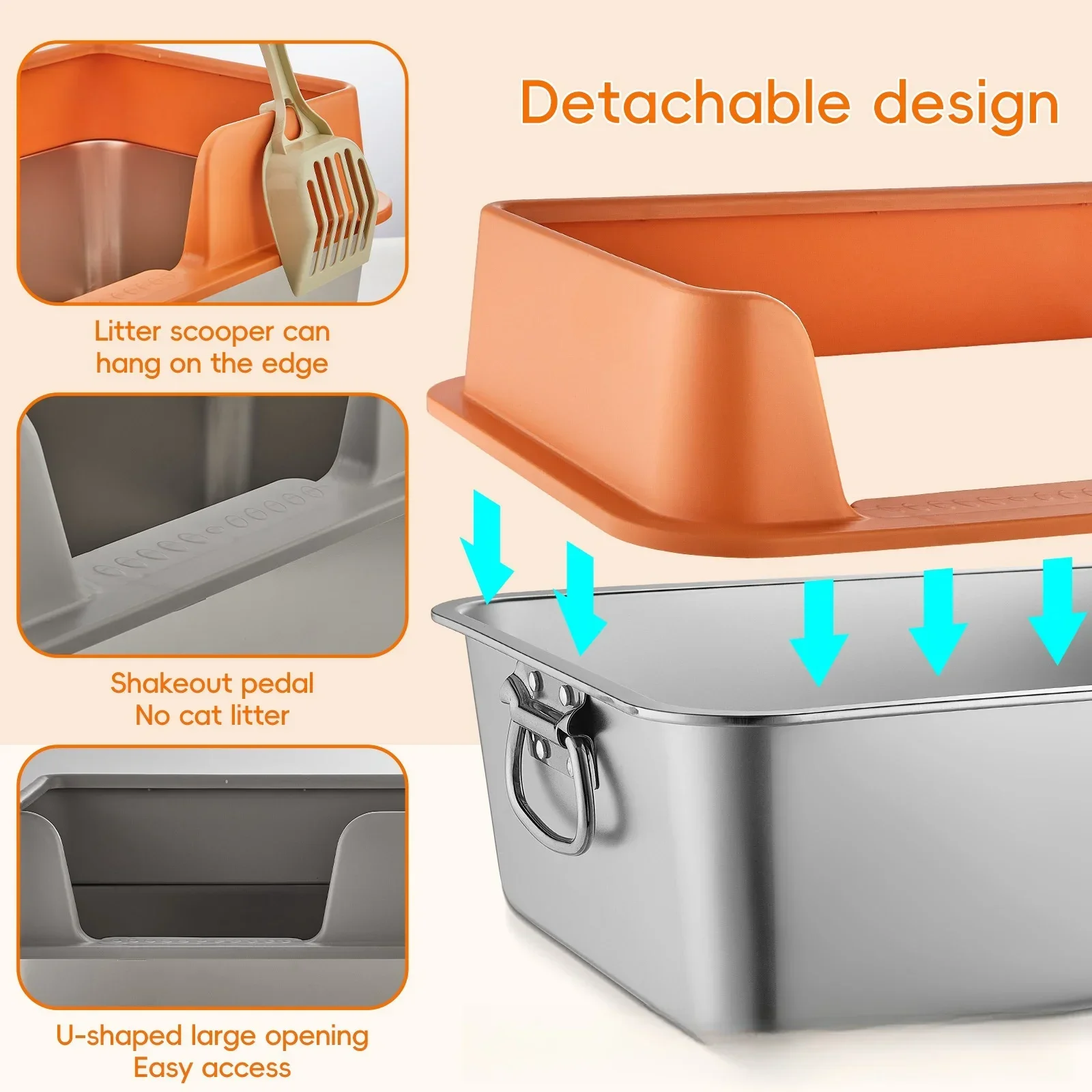 Коробка для кошек из нержавеющей стали металлическая сковорода полузакрытая