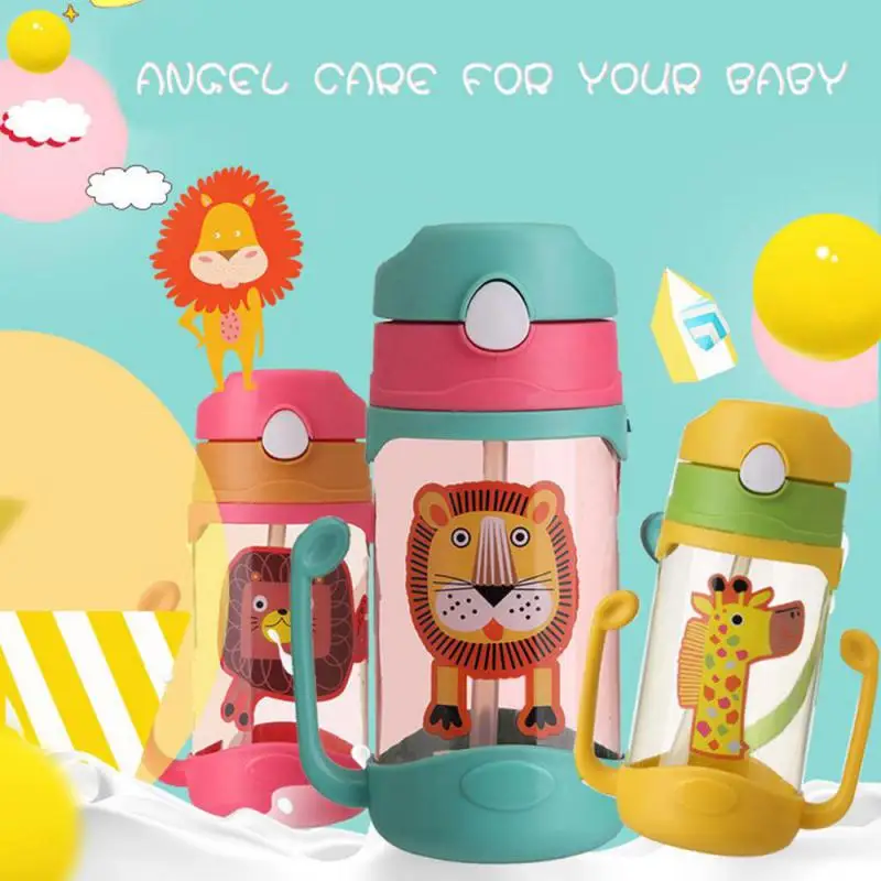 

Spill Proof Sippy Cup Cute Baby Kids Straw Cup Fashion Cartoon Water Bottle Drinkware Anti-skid Water Thermos Bottle Leak Proof