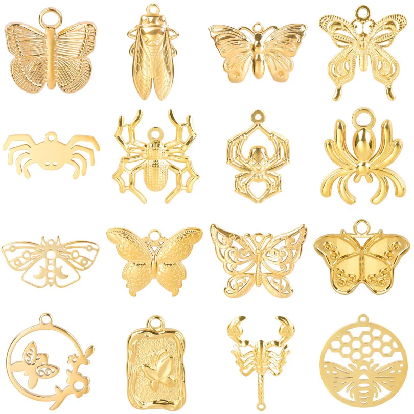 

Gold Color Hollow Insect Butterfly Cicada Bee Charms for Jewelry Making Supplies Handmade Necklace Pendant Earrings Accessories