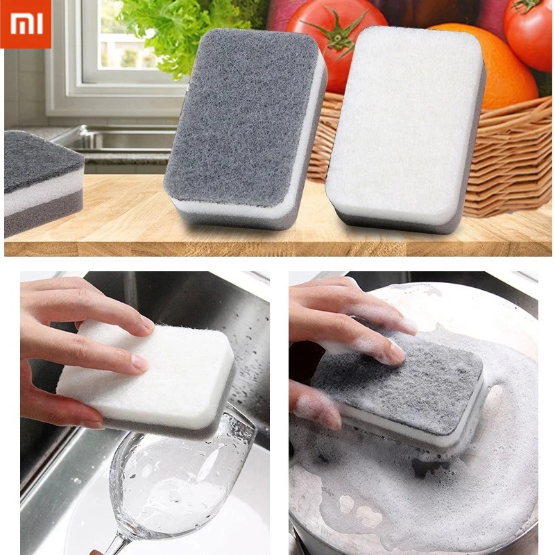 

Xiaomi Double-side Sponge Thickened Dishwashing Wipe Scouring Pad Cleaning Brush Pot Brush Rust Cleaning Kitchen Decontamination