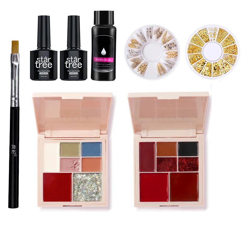 

STAR TREE 8 nos/set 7 Color Solid Cream Gel Nail Polish Palette Kit For UV LED Lamp Top & Base Coat Nail Brush