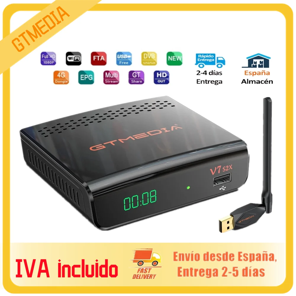 

Φ/S2 Gtmedia V7 S2X спутниковый ресивер, обновленный GTmedia V7S HD с USB WIFI цифровой рецептор H.265 Freesat V7 S2X без приложения