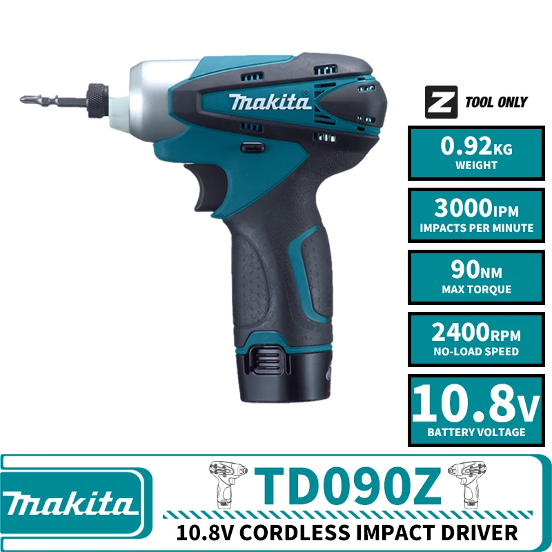 

MAKITA TD090Z Cordless Impact Driver Drill 10.8V Lithium Power Tools Electric Screwdriver 2400RPM 90NM 3000IPM Home DIY