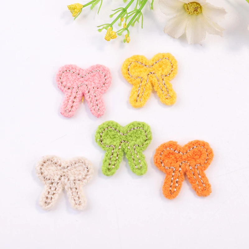 

10Pcs Color Bow Tie Applique Patch Scrapbook DIY Wedding Applique Ornament Hairpin Accessories Crafts