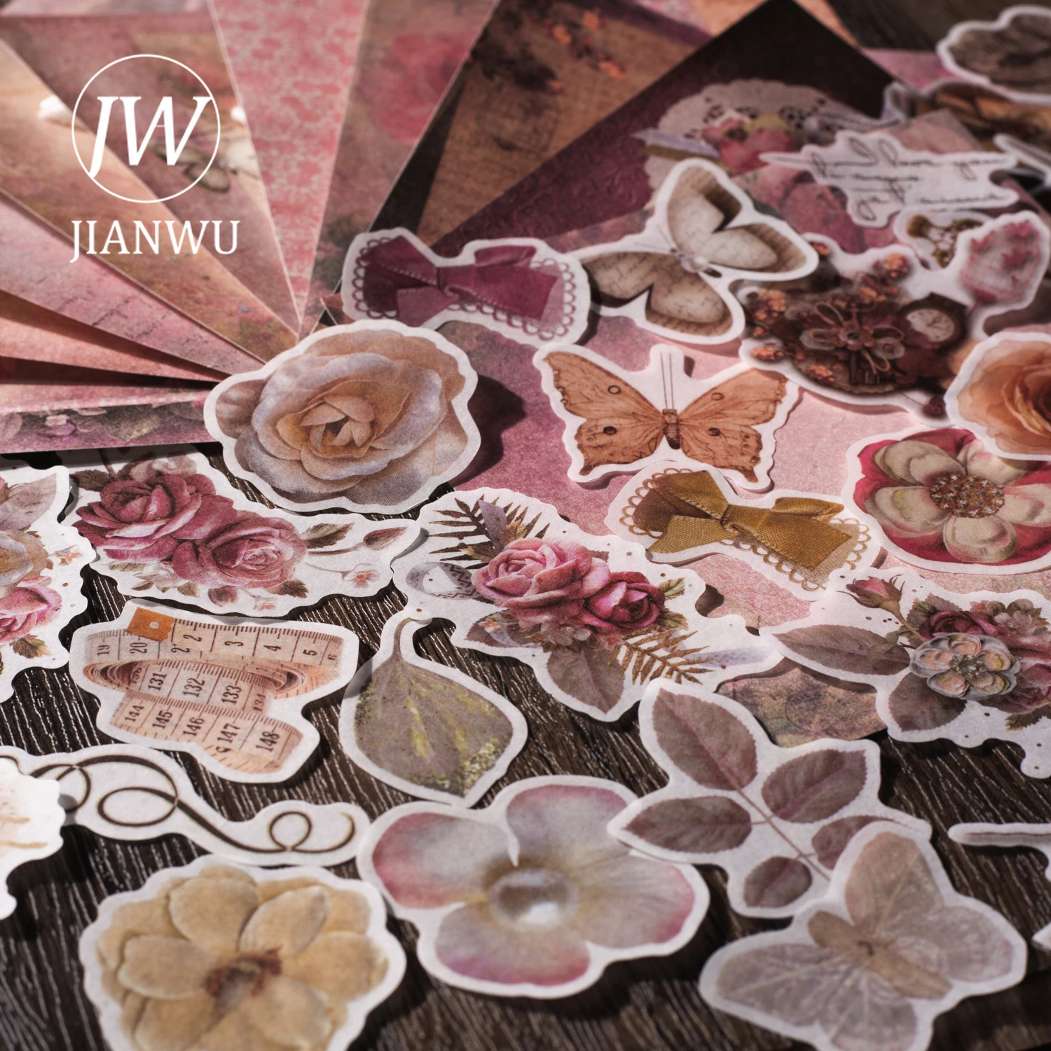 

JIANWU 60 Sheets Journal Old Items Series Vintage Collage Decor Material Pack Creative DIY Journal Scrapbooking Stationery
