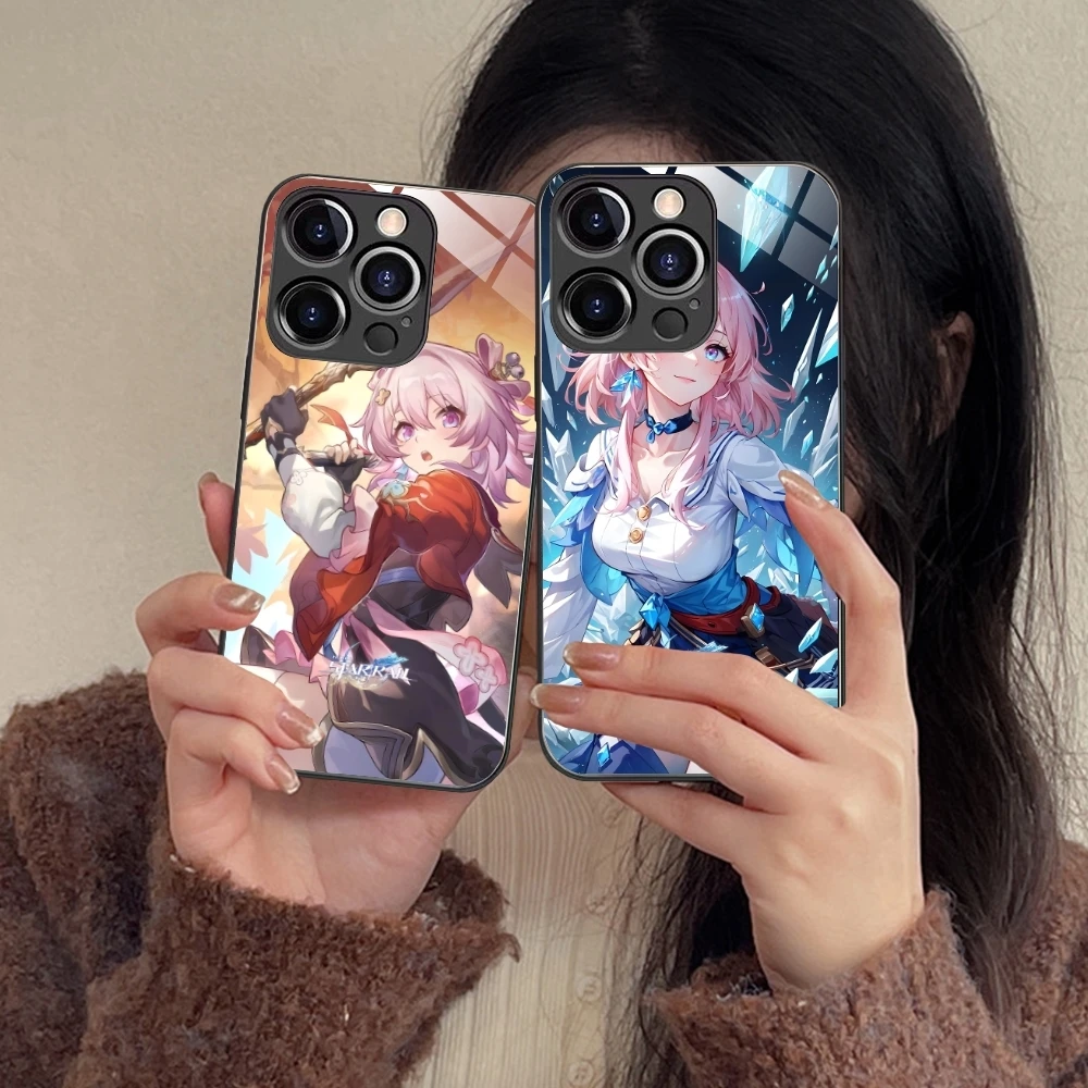 Чехол для мобильного телефона Honkai Star Rail March iPhone 16 15 14 13 12 11 X XR XS 8 Pro Max Plus стеклянный