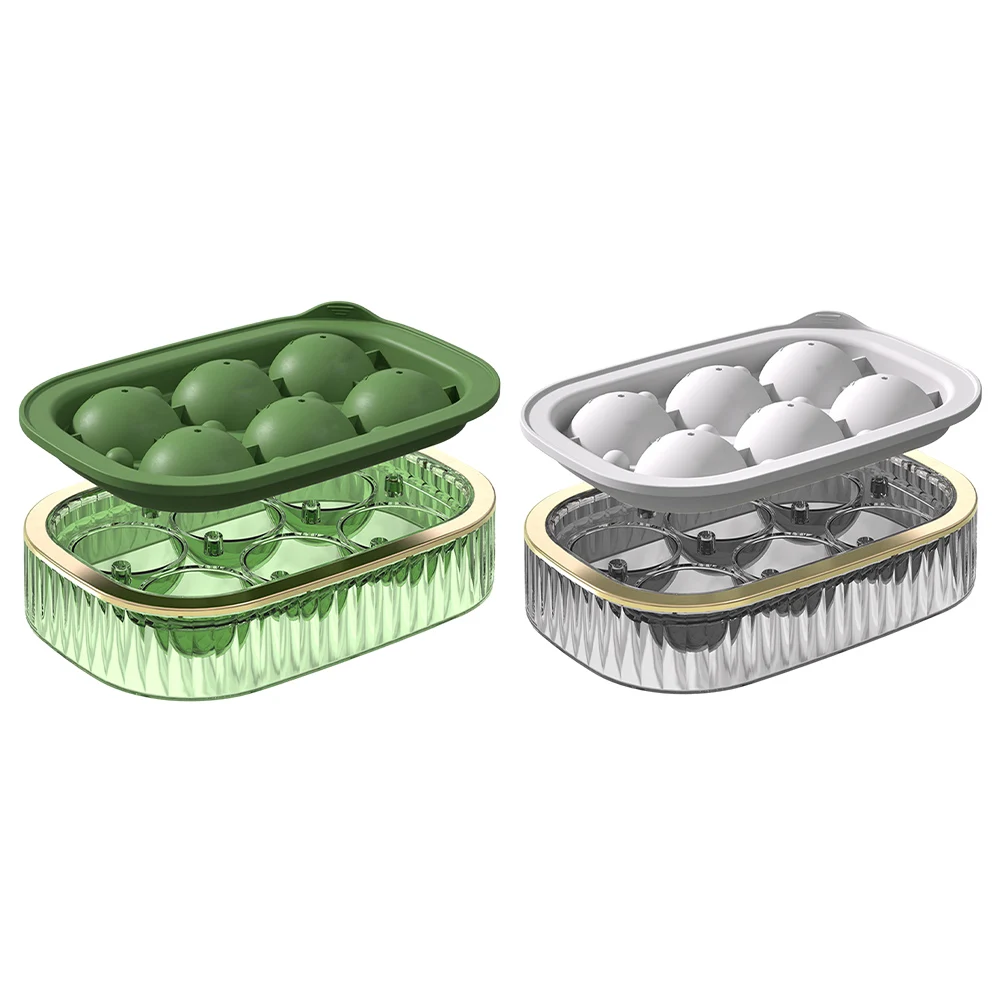 

Ice Cube Tray With Lid Ice Mold Ice Cube Ice Ball Storage Container Box 6 Balls 13x9x3.5cm Silicone Bar Kitchen Accessories