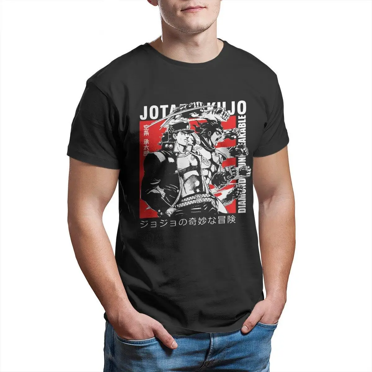

Jotaro Kujo Dio Manga T Shirts Men 100% Cotton Fashion for Male T-Shirts Jojos Bizarre Adventure Anime Tee Shirt Clothing Summer