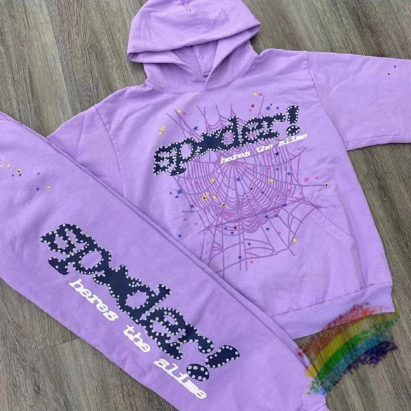 

Purple Sp5der 555555 2023ss Pullover Men Women Best Quality Young Thug Spider Web Star Letter Hoodies