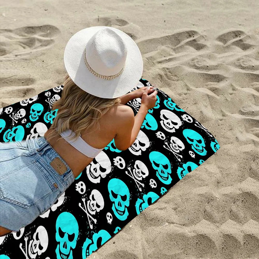 Быстросохнущее полотенце из микрофибры с рисунком аниме Череп смерти пляжное