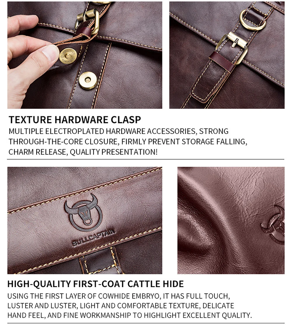 Man Bag Cow Leather Man's Casual One Shoulder Crossbody Bag Tablet Mobile Phone Leather Business Retro Portable Briefcase