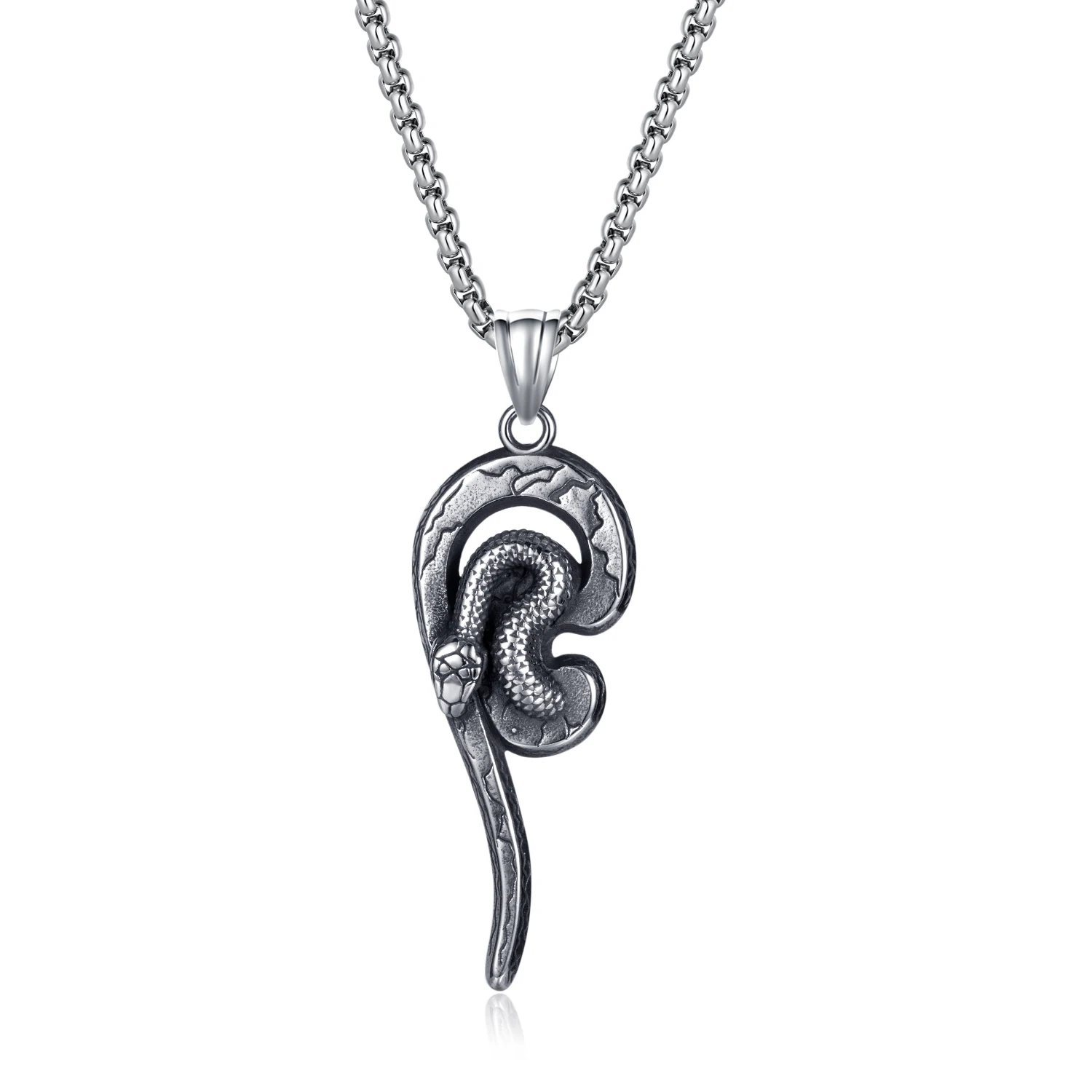 

New European 316L Stainless Steel Hip hop Snake Element Pendant Necklace For Men Birthday Gift Jewelry