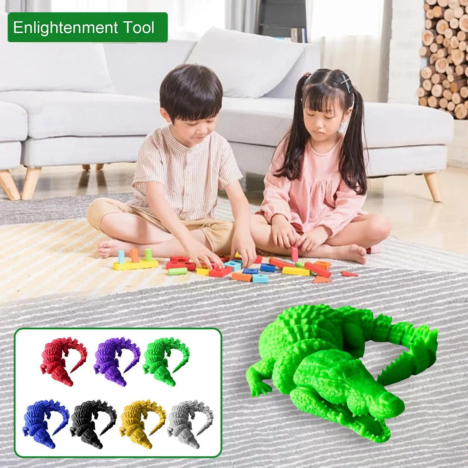 

13in 3D Printed Toys Crocodile Toy Relief Anxiety Crocodile Action Figures Rotatable Articulated Crocodile Toys For Kids Ad E1C3