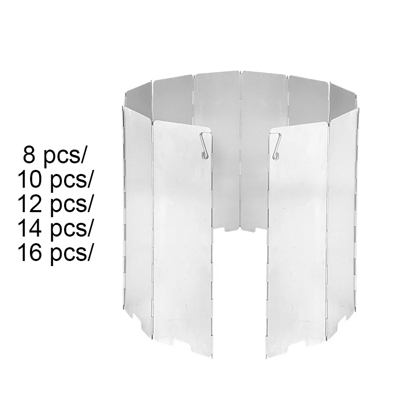 

Gas Stove Wind Shield 8/10/12/14 Plates Outdoor Camping Picnic Cooking Burner Windproof Screen Aluminum Alloy Wind Screen