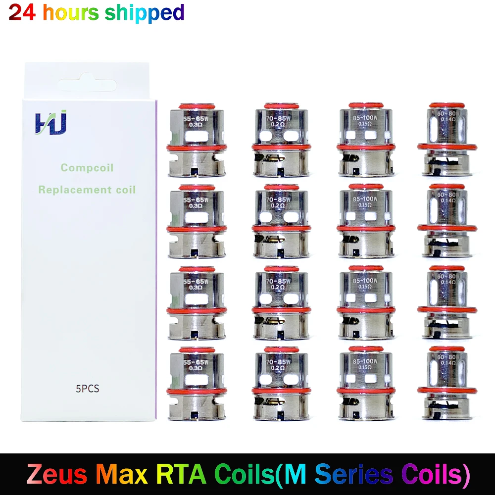 

5pcs/lot M Coil M0.14 0.14ohm M0.3 Dual 0.3ohm M0.2 Triple 0.2ohm M0.15 Quadra 0.15ohm Coil For Zeus Max Tank