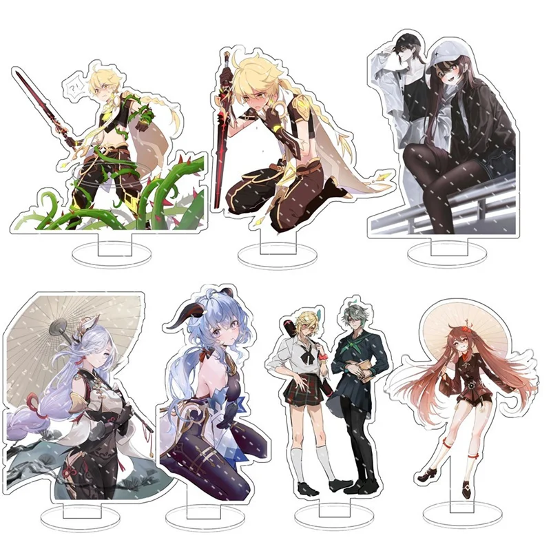 

Hot Anime Genshin Impact Hutao Cosplay Acrylic Action Figure Ganyu Zhongli Stand Model Plate Desk Decoration Gift For Friend