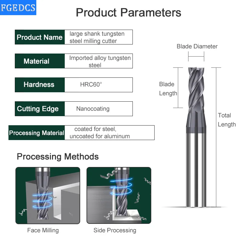 Фрезерный станок с ЧПУ 6 мм 3 канавки алюминиевая большая ручка 1 5 2 4