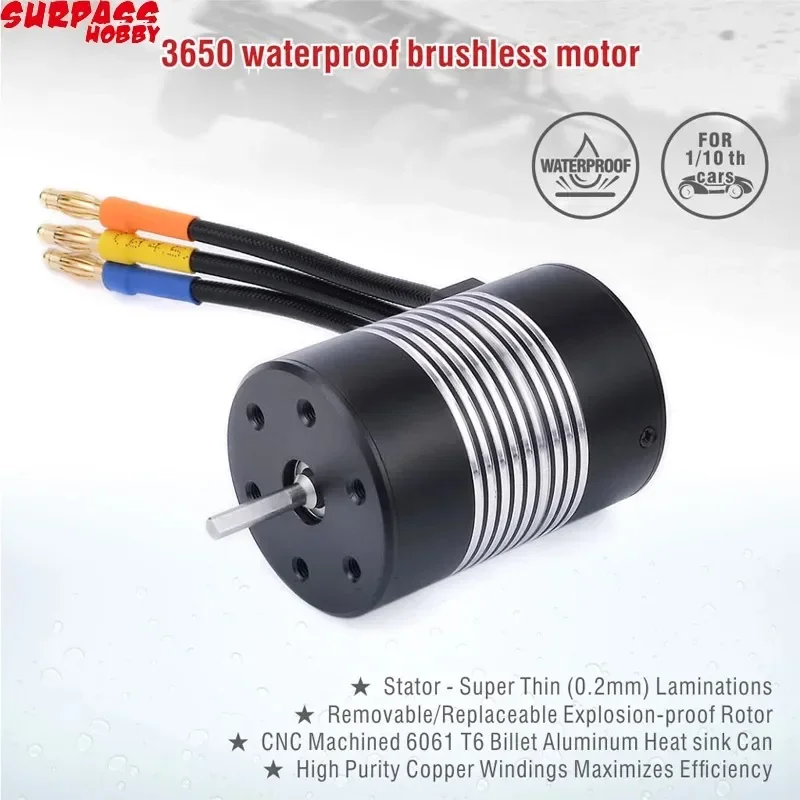 Фото RoRusRocket 3650 Waterproof Brushless Sensorless Motor 2300KV 3100KV 3500KV 4300KV 5900KV 5200KV 7700KV For 1/10 Tamiya RC Car №2