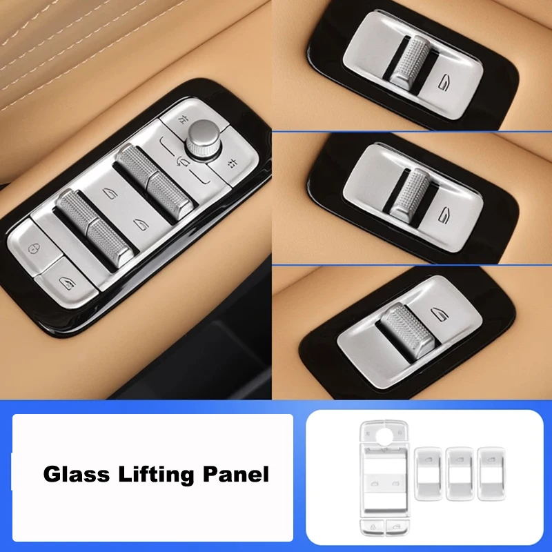 

Для Geely Galaxy Starship 7 EM-i 2024 2025, центральная кнопка управления, подъемник окна, багажник, металлическая защитная наклейка, аксессуары